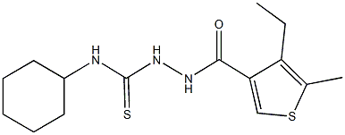 N-cyclohexyl-2-[(4-ethyl-5-methyl-3-thienyl)carbonyl]hydrazinecarbothioamide Struktur