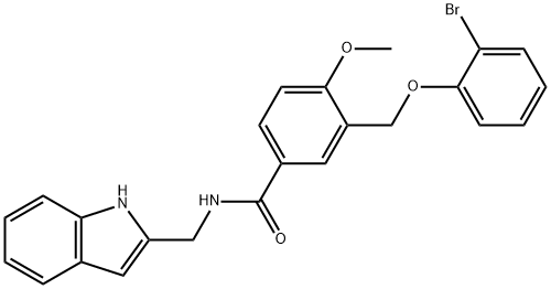 3-[(2-bromophenoxy)methyl]-N-(1H-indol-2-ylmethyl)-4-methoxybenzamide Struktur