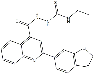 2-{[2-(1,3-benzodioxol-5-yl)-4-quinolinyl]carbonyl}-N-ethylhydrazinecarbothioamide Struktur