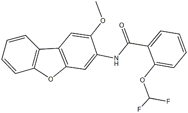 2-(difluoromethoxy)-N-(2-methoxydibenzo[b,d]furan-3-yl)benzamide Struktur