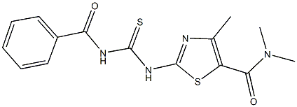 2-{[(benzoylamino)carbothioyl]amino}-N,N,4-trimethyl-1,3-thiazole-5-carboxamide Struktur