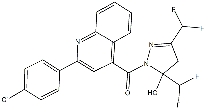 1-{[2-(4-chlorophenyl)-4-quinolinyl]carbonyl}-3,5-bis(difluoromethyl)-4,5-dihydro-1H-pyrazol-5-ol Struktur