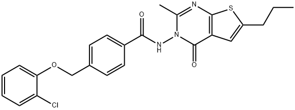 4-[(2-chlorophenoxy)methyl]-N-(2-methyl-4-oxo-6-propylthieno[2,3-d]pyrimidin-3(4H)-yl)benzamide Struktur