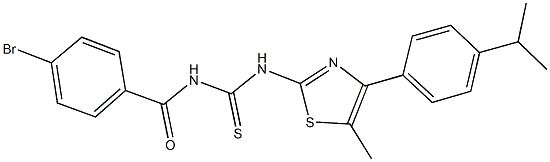 N-(4-bromobenzoyl)-N'-[4-(4-isopropylphenyl)-5-methyl-1,3-thiazol-2-yl]thiourea Struktur