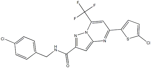 N-(4-chlorobenzyl)-5-(5-chloro-2-thienyl)-7-(trifluoromethyl)pyrazolo[1,5-a]pyrimidine-2-carboxamide Struktur