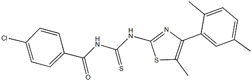 N-(4-chlorobenzoyl)-N'-[4-(2,5-dimethylphenyl)-5-methyl-1,3-thiazol-2-yl]thiourea Struktur