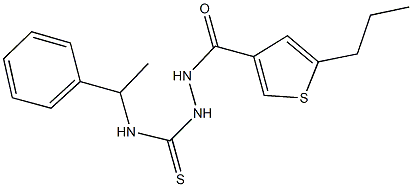 N-(1-phenylethyl)-2-[(5-propyl-3-thienyl)carbonyl]hydrazinecarbothioamide Struktur