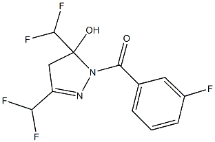 3,5-bis(difluoromethyl)-1-(3-fluorobenzoyl)-4,5-dihydro-1H-pyrazol-5-ol Struktur