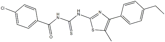 N-(4-chlorobenzoyl)-N'-[4-(4-ethylphenyl)-5-methyl-1,3-thiazol-2-yl]thiourea Struktur