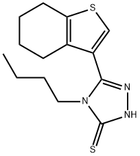 4-butyl-5-(4,5,6,7-tetrahydro-1-benzothien-3-yl)-4H-1,2,4-triazol-3-yl hydrosulfide Struktur