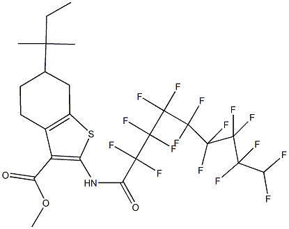 methyl 2-[(2,2,3,3,4,4,5,5,6,6,7,7,8,8,9,9-hexadecafluorononanoyl)amino]-6-tert-pentyl-4,5,6,7-tetrahydro-1-benzothiophene-3-carboxylate Struktur