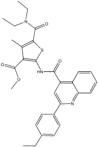 methyl 5-[(diethylamino)carbonyl]-2-({[2-(4-ethylphenyl)-4-quinolinyl]carbonyl}amino)-4-methyl-3-thiophenecarboxylate Struktur