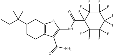 6-tert-pentyl-2-{[(1,2,2,3,3,4,4,5,5,6,6-undecafluorocyclohexyl)carbonyl]amino}-4,5,6,7-tetrahydro-1-benzothiophene-3-carboxamide Struktur