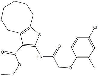 ethyl 2-{[(4-chloro-2-methylphenoxy)acetyl]amino}-4,5,6,7,8,9-hexahydrocycloocta[b]thiophene-3-carboxylate Struktur