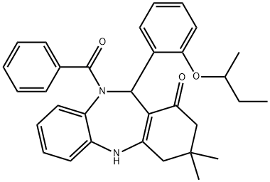 10-benzoyl-11-(2-sec-butoxyphenyl)-3,3-dimethyl-2,3,4,5,10,11-hexahydro-1H-dibenzo[b,e][1,4]diazepin-1-one Struktur