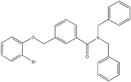 N,N-dibenzyl-3-[(2-bromophenoxy)methyl]benzamide Struktur