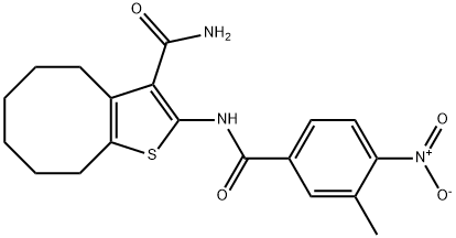 2-({4-nitro-3-methylbenzoyl}amino)-4,5,6,7,8,9-hexahydrocycloocta[b]thiophene-3-carboxamide Struktur