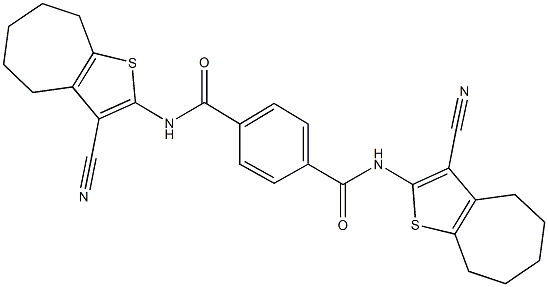 N~1~,N~4~-bis(3-cyano-5,6,7,8-tetrahydro-4H-cyclohepta[b]thien-2-yl)terephthalamide Struktur