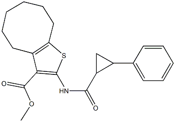 methyl 2-{[(2-phenylcyclopropyl)carbonyl]amino}-4,5,6,7,8,9-hexahydrocycloocta[b]thiophene-3-carboxylate Struktur