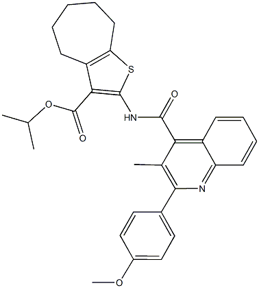 isopropyl 2-({[2-(4-methoxyphenyl)-3-methylquinolin-4-yl]carbonyl}amino)-5,6,7,8-tetrahydro-4H-cyclohepta[b]thiophene-3-carboxylate Struktur