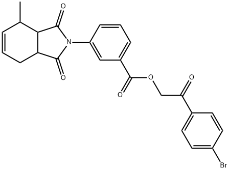 2-(4-bromophenyl)-2-oxoethyl 3-(4-methyl-1,3-dioxo-1,3,3a,4,7,7a-hexahydro-2H-isoindol-2-yl)benzoate Struktur