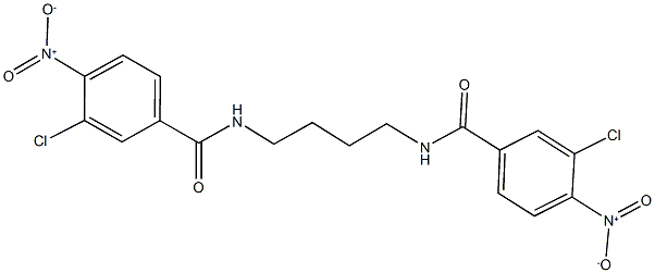 3-chloro-N-[4-({3-chloro-4-nitrobenzoyl}amino)butyl]-4-nitrobenzamide Struktur