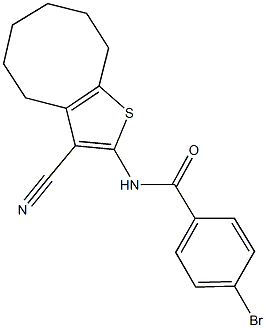 4-bromo-N-(3-cyano-4,5,6,7,8,9-hexahydrocycloocta[b]thien-2-yl)benzamide Struktur