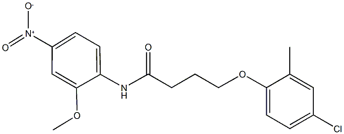 4-(4-chloro-2-methylphenoxy)-N-{4-nitro-2-methoxyphenyl}butanamide Struktur