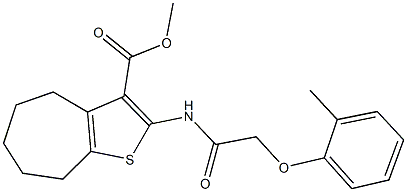 methyl 2-{[(2-methylphenoxy)acetyl]amino}-5,6,7,8-tetrahydro-4H-cyclohepta[b]thiophene-3-carboxylate Struktur