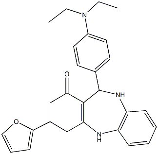 11-[4-(diethylamino)phenyl]-3-(2-furyl)-2,3,4,5,10,11-hexahydro-1H-dibenzo[b,e][1,4]diazepin-1-one Struktur