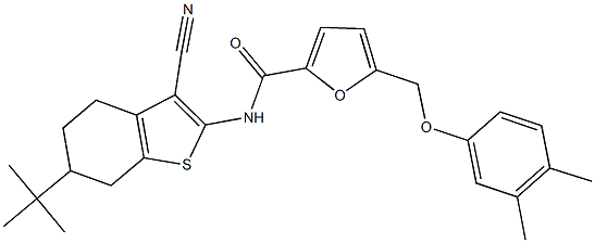 N-(6-tert-butyl-3-cyano-4,5,6,7-tetrahydro-1-benzothien-2-yl)-5-[(3,4-dimethylphenoxy)methyl]-2-furamide Struktur