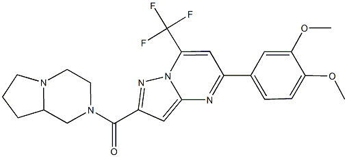 5-(3,4-dimethoxyphenyl)-2-(hexahydropyrrolo[1,2-a]pyrazin-2(1H)-ylcarbonyl)-7-(trifluoromethyl)pyrazolo[1,5-a]pyrimidine Struktur