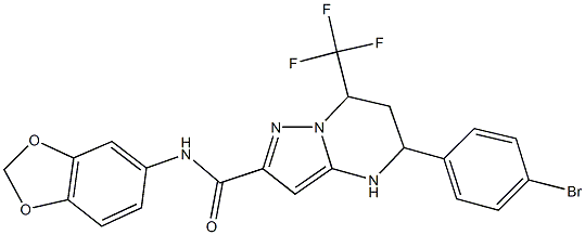 N-(1,3-benzodioxol-5-yl)-5-(4-bromophenyl)-7-(trifluoromethyl)-4,5,6,7-tetrahydropyrazolo[1,5-a]pyrimidine-2-carboxamide Struktur