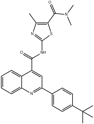 2-(4-tert-butylphenyl)-N-{5-[(dimethylamino)carbonyl]-4-methyl-1,3-thiazol-2-yl}-4-quinolinecarboxamide Struktur