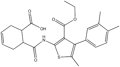 6-({[4-(3,4-dimethylphenyl)-3-(ethoxycarbonyl)-5-methyl-2-thienyl]amino}carbonyl)-3-cyclohexene-1-carboxylic acid Struktur