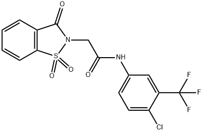 N-[4-chloro-3-(trifluoromethyl)phenyl]-2-(1,1-dioxido-3-oxo-1,2-benzisothiazol-2(3H)-yl)acetamide Struktur