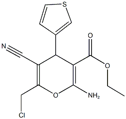 ethyl 2-amino-6-(chloromethyl)-5-cyano-4-(3-thienyl)-4H-pyran-3-carboxylate Struktur