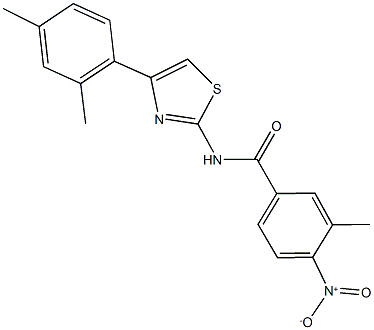 N-[4-(2,4-dimethylphenyl)-1,3-thiazol-2-yl]-4-nitro-3-methylbenzamide Struktur