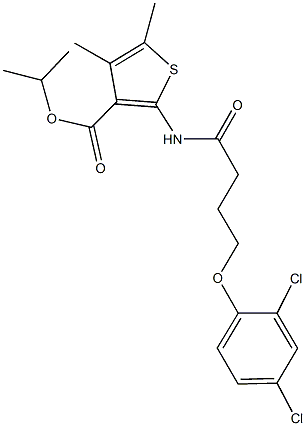 isopropyl 2-{[4-(2,4-dichlorophenoxy)butanoyl]amino}-4,5-dimethyl-3-thiophenecarboxylate Struktur