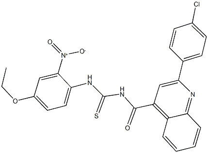 N-{[2-(4-chlorophenyl)-4-quinolinyl]carbonyl}-N'-{4-ethoxy-2-nitrophenyl}thiourea Struktur