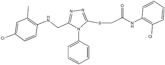 2-({5-[(4-chloro-2-methylanilino)methyl]-4-phenyl-4H-1,2,4-triazol-3-yl}sulfanyl)-N-(2-chlorophenyl)acetamide Struktur