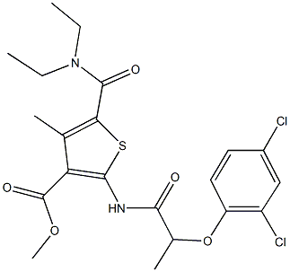 methyl 2-{[2-(2,4-dichlorophenoxy)propanoyl]amino}-5-[(diethylamino)carbonyl]-4-methyl-3-thiophenecarboxylate Struktur