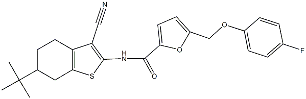 N-(6-tert-butyl-3-cyano-4,5,6,7-tetrahydro-1-benzothien-2-yl)-5-[(4-fluorophenoxy)methyl]-2-furamide Struktur