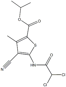 isopropyl 4-cyano-5-[(dichloroacetyl)amino]-3-methyl-2-thiophenecarboxylate Struktur