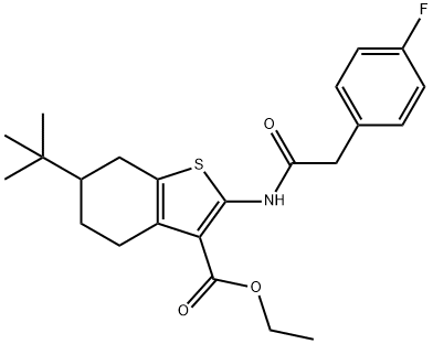 ethyl 6-tert-butyl-2-{[(4-fluorophenyl)acetyl]amino}-4,5,6,7-tetrahydro-1-benzothiophene-3-carboxylate Struktur