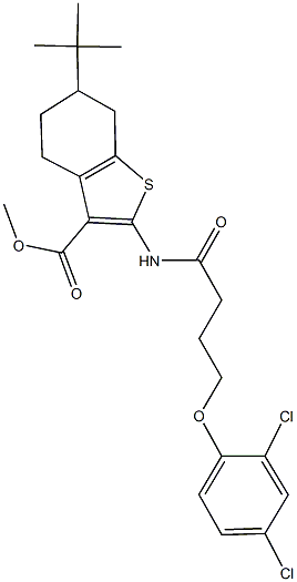 methyl 6-tert-butyl-2-{[4-(2,4-dichlorophenoxy)butanoyl]amino}-4,5,6,7-tetrahydro-1-benzothiophene-3-carboxylate Struktur