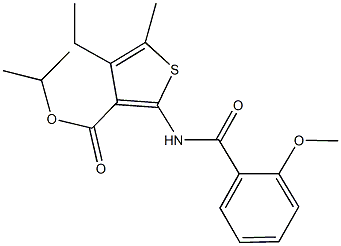 isopropyl 4-ethyl-2-[(2-methoxybenzoyl)amino]-5-methyl-3-thiophenecarboxylate Struktur