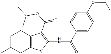 isopropyl 2-[(4-ethoxybenzoyl)amino]-6-methyl-4,5,6,7-tetrahydro-1-benzothiophene-3-carboxylate Struktur