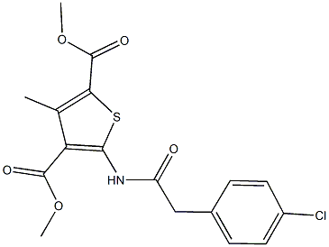 dimethyl 5-{[(4-chlorophenyl)acetyl]amino}-3-methyl-2,4-thiophenedicarboxylate Struktur