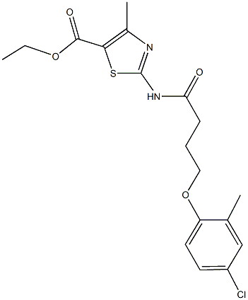 ethyl 2-{[4-(4-chloro-2-methylphenoxy)butanoyl]amino}-4-methyl-1,3-thiazole-5-carboxylate Struktur